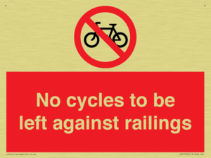 No cycles to be left against railings